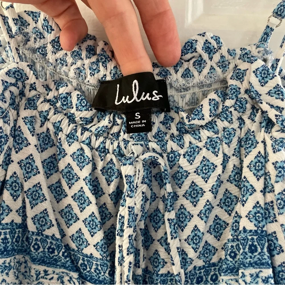 Lulus Blue Patterned Ruffle Maxi Dress - Picture 2 of 9